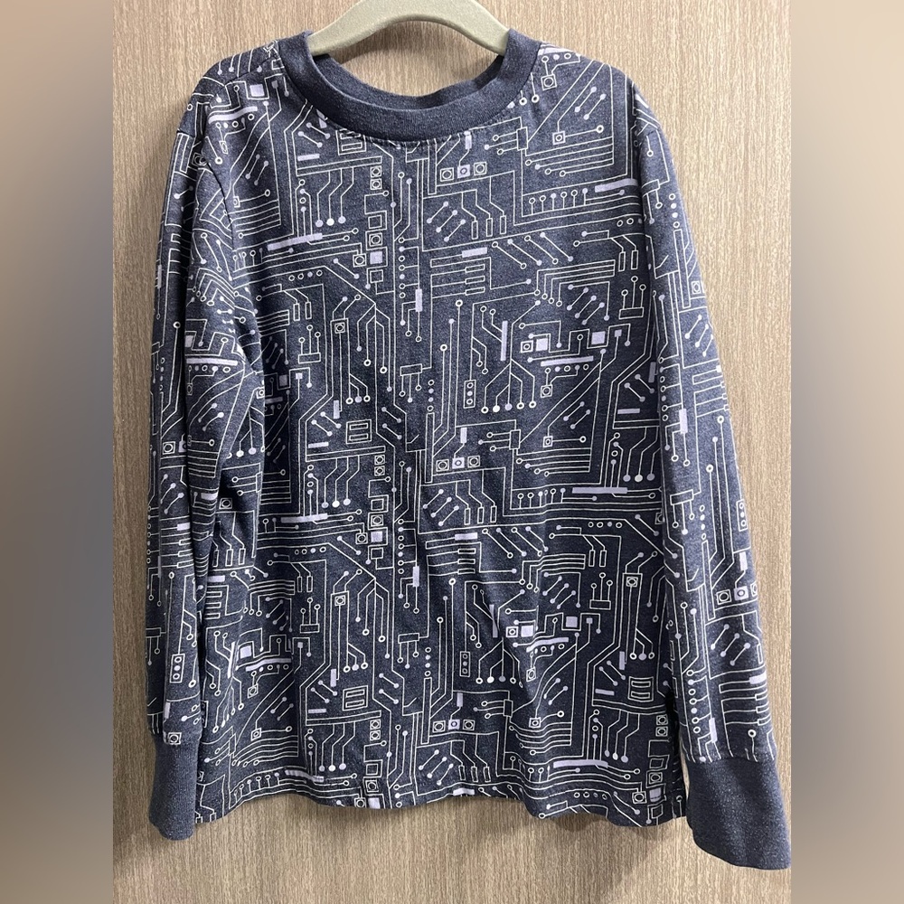 Cat & Jack T Shirt Long Sleeve Art Print Tagless Youth Boys Size Small 6/7